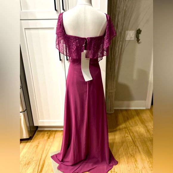 NWT Jasmine Off Shoulder Lace Layered Top Back Zip Maxi Dress - Picture 6 of 12